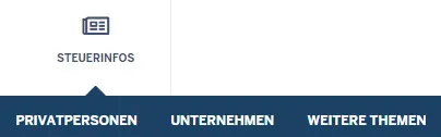 Abbildung des Menüpunkts 'Steuerinfos' auf der Homepage